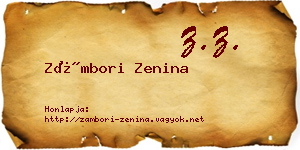 Zámbori Zenina névjegykártya